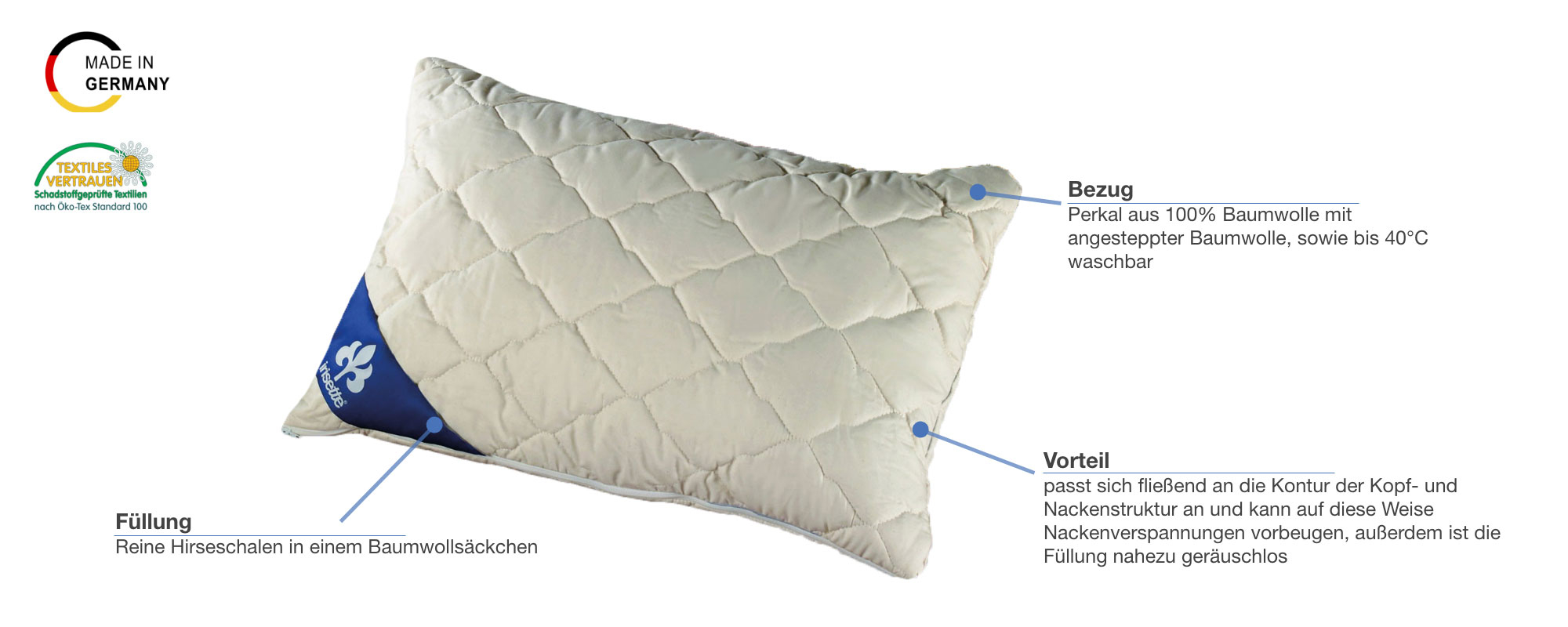 Badenia irisette Hirsekissen Besonderheiten