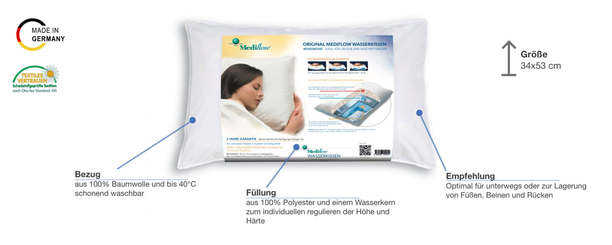 Mediflow 1041 Reise-Wasserkissen Besonderheiten