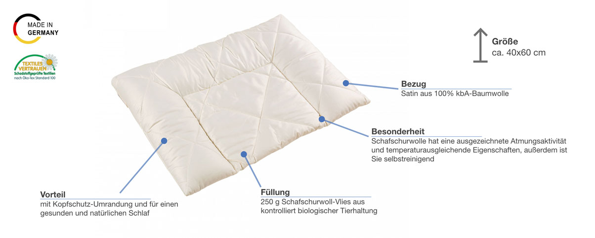 Prolana Schurwoll-Babykissen Bobo Besonderheiten