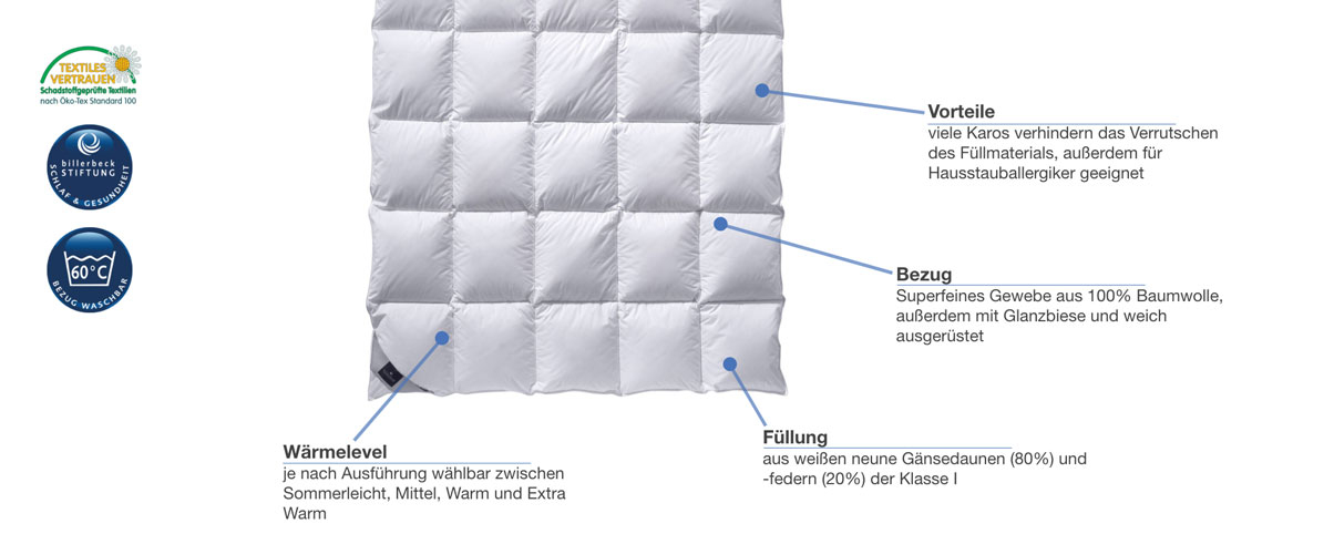 billerbeck Basilia Daunendecke Besonderheiten
