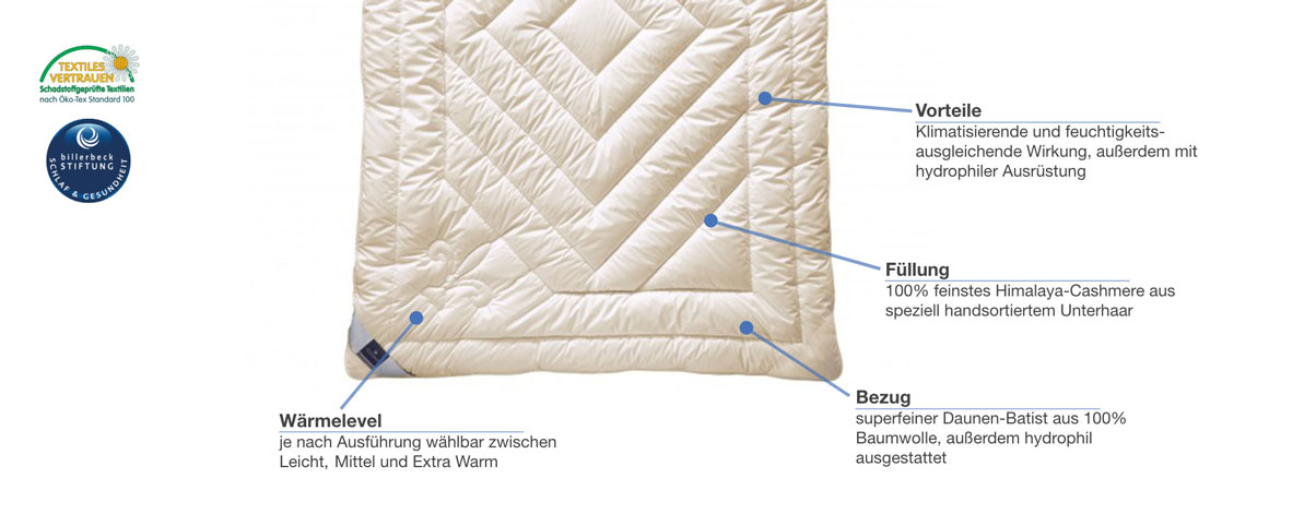 billerbeck Contessa 143 Kaschmirdecke Besonderheiten
