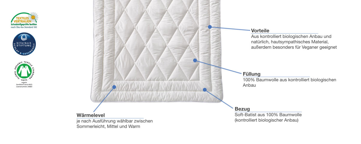 billerbeck Cosicotton Nature Baumwolldecke Besonderheiten