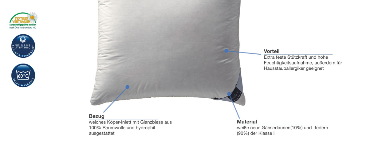 billerbeck Daunenkissen Basilia Besonderheiten