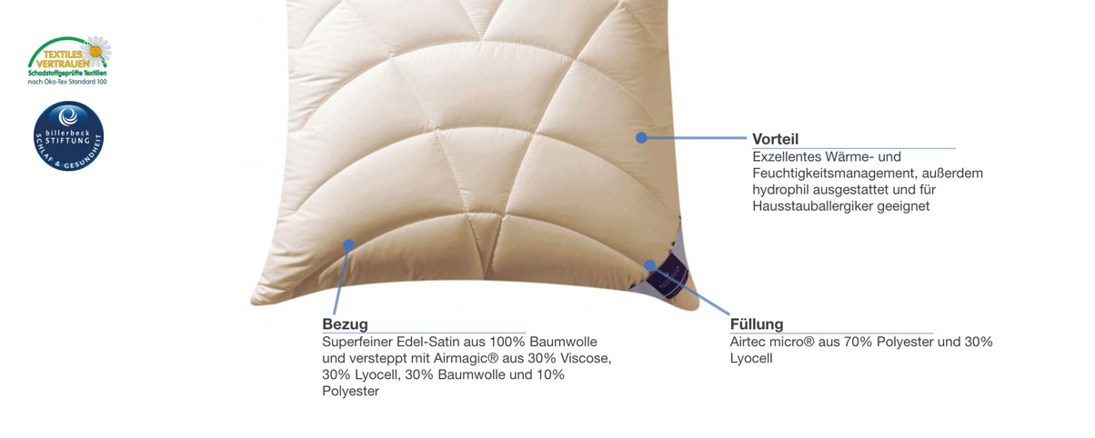 billerbeck 120 Climatraum Faserkissen Besonderheiten