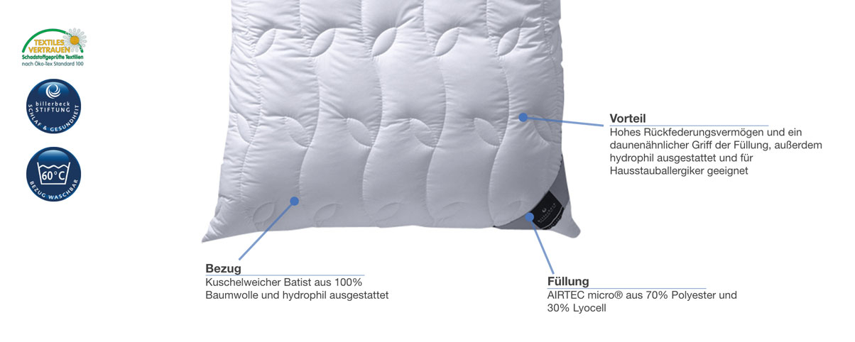 billerbeck 123 Belair Faserkissen Besonderheiten
