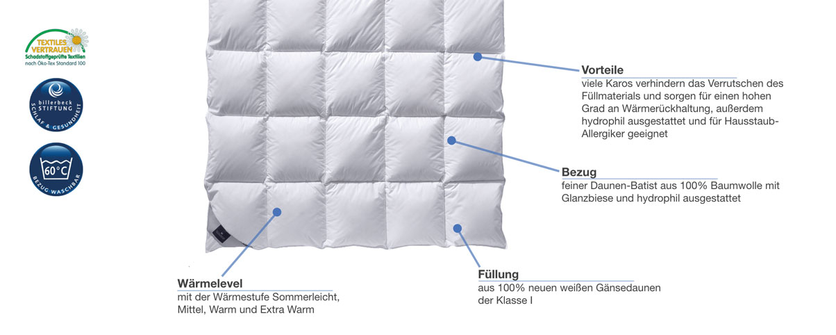 billerbeck Classic Daunendecke 306 Nena Besonderheiten