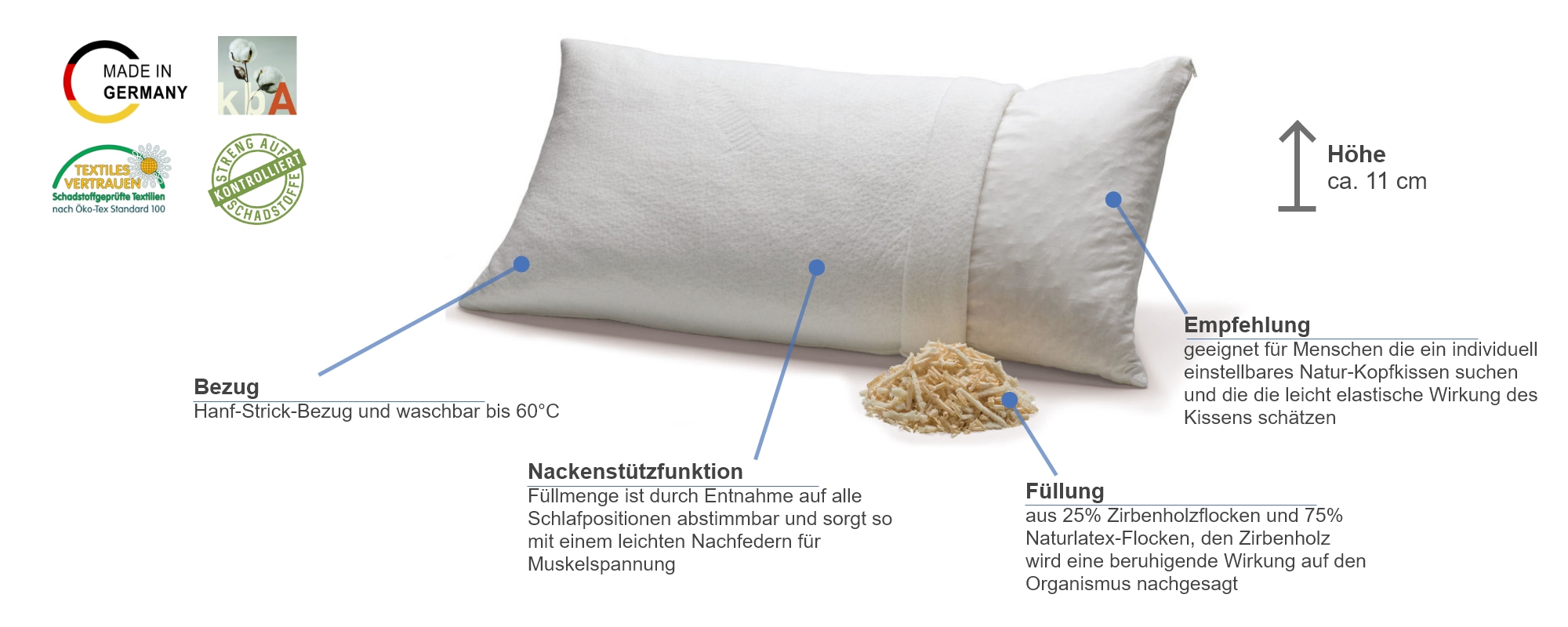 dormiente Zirbenpillo Med Füllkissen Besonderheiten